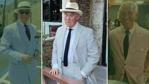 Man wearing a seersucker suit styled with classic menswear essentials