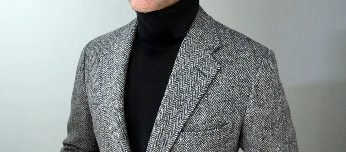 Harris Tweed sports jacket styled with classic menswear for timeless elegance